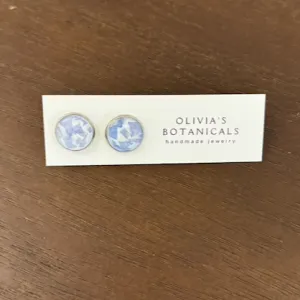 Sterling Silver Stud Earrings | Blue Flowers