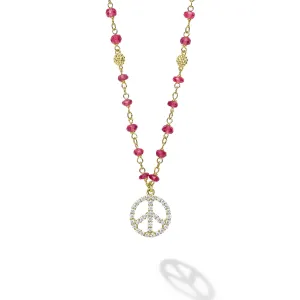 Studio 18K Gold Ruby and Diamond Peace Necklace