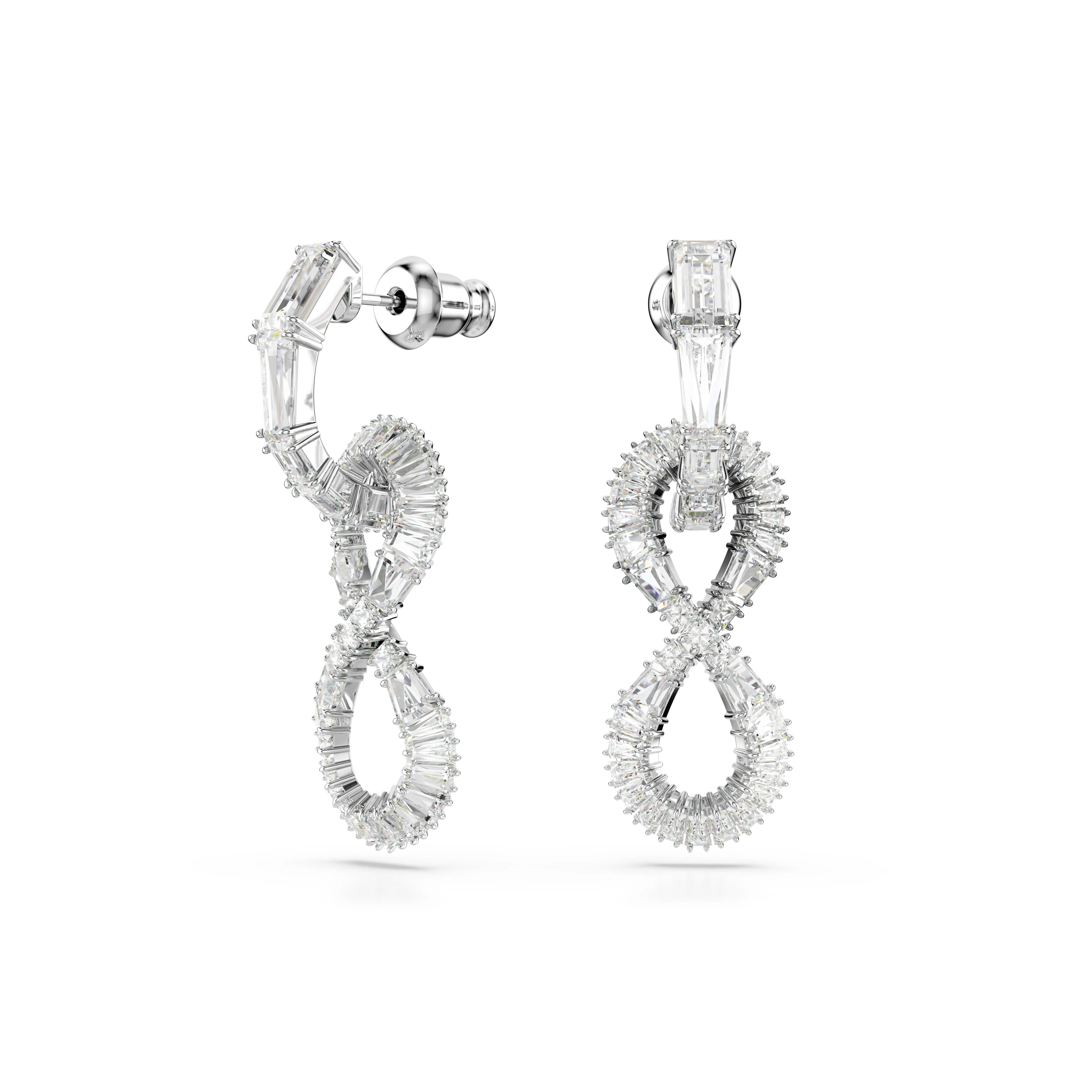 Swarovski Rhodium Hyperbola Infinity Drop Earrings