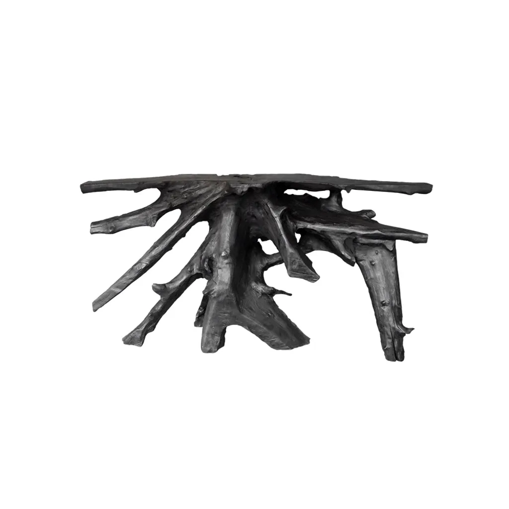 Teak Root Console in Charcoal Finish