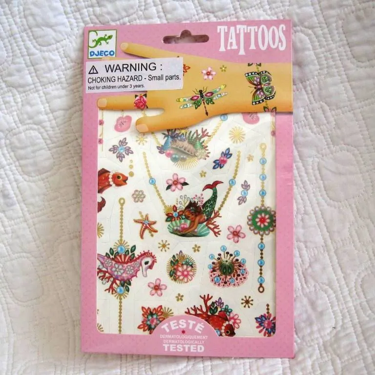 Temporary Tattoos for Kids, Fairy Jewels Style, by Djeco, Dress Up Fun, Ages 4 