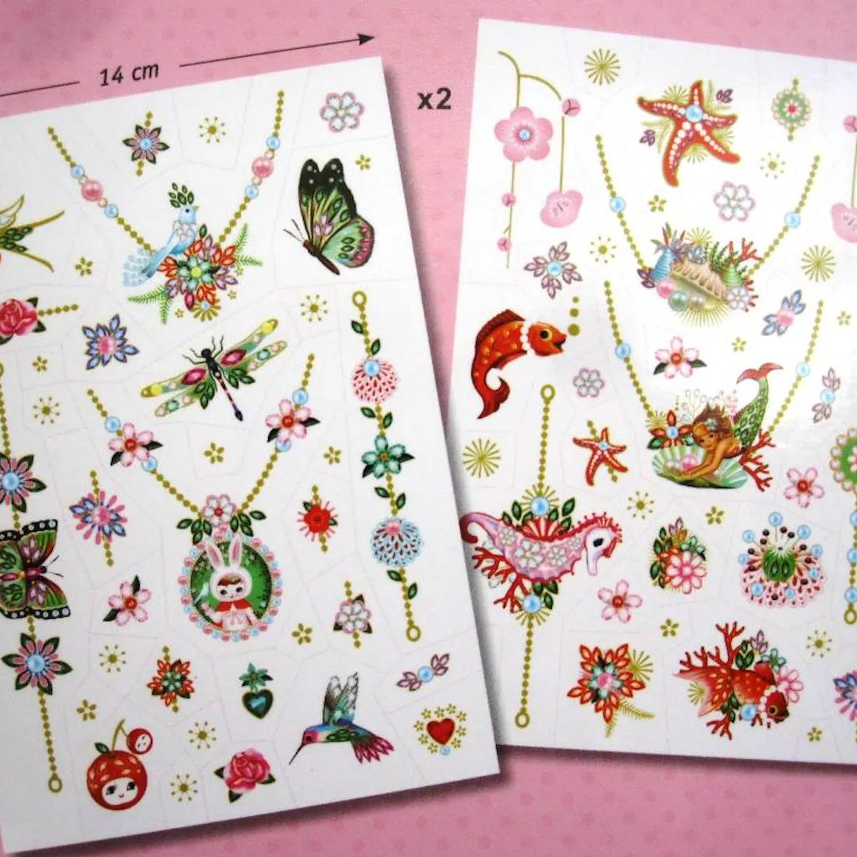 Temporary Tattoos for Kids, Fairy Jewels Style, by Djeco, Dress Up Fun, Ages 4 