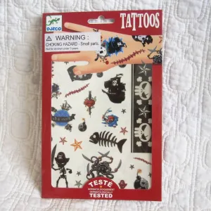 Temporary Tattoos for Kids, Fierce Pirate Style, by Djeco, Dress Up Fun, Ages 4 