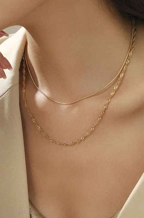 The Maleah 18K Gold Plated Layered Chain Necklace
