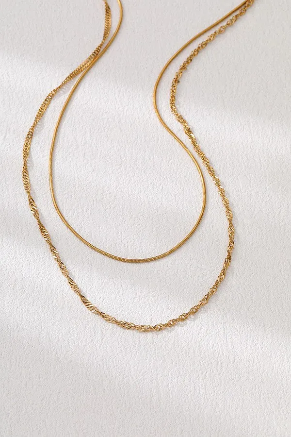 The Maleah 18K Gold Plated Layered Chain Necklace