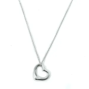 Tiffany & Co Elsa Peretti Open Heart 22mm Sterling Silver Pendant Necklace - 16"