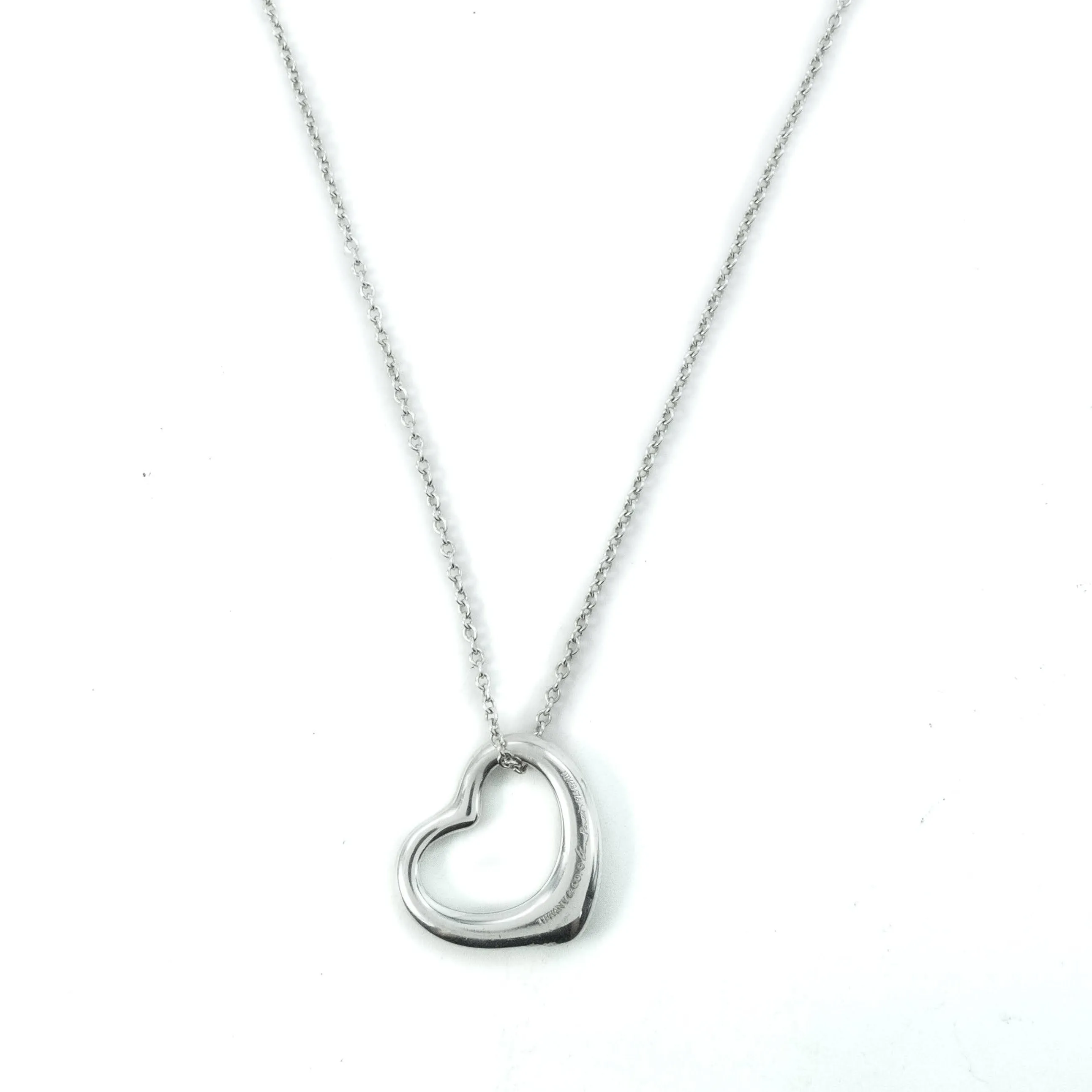 Tiffany & Co Elsa Peretti Open Heart 22mm Sterling Silver Pendant Necklace - 16"