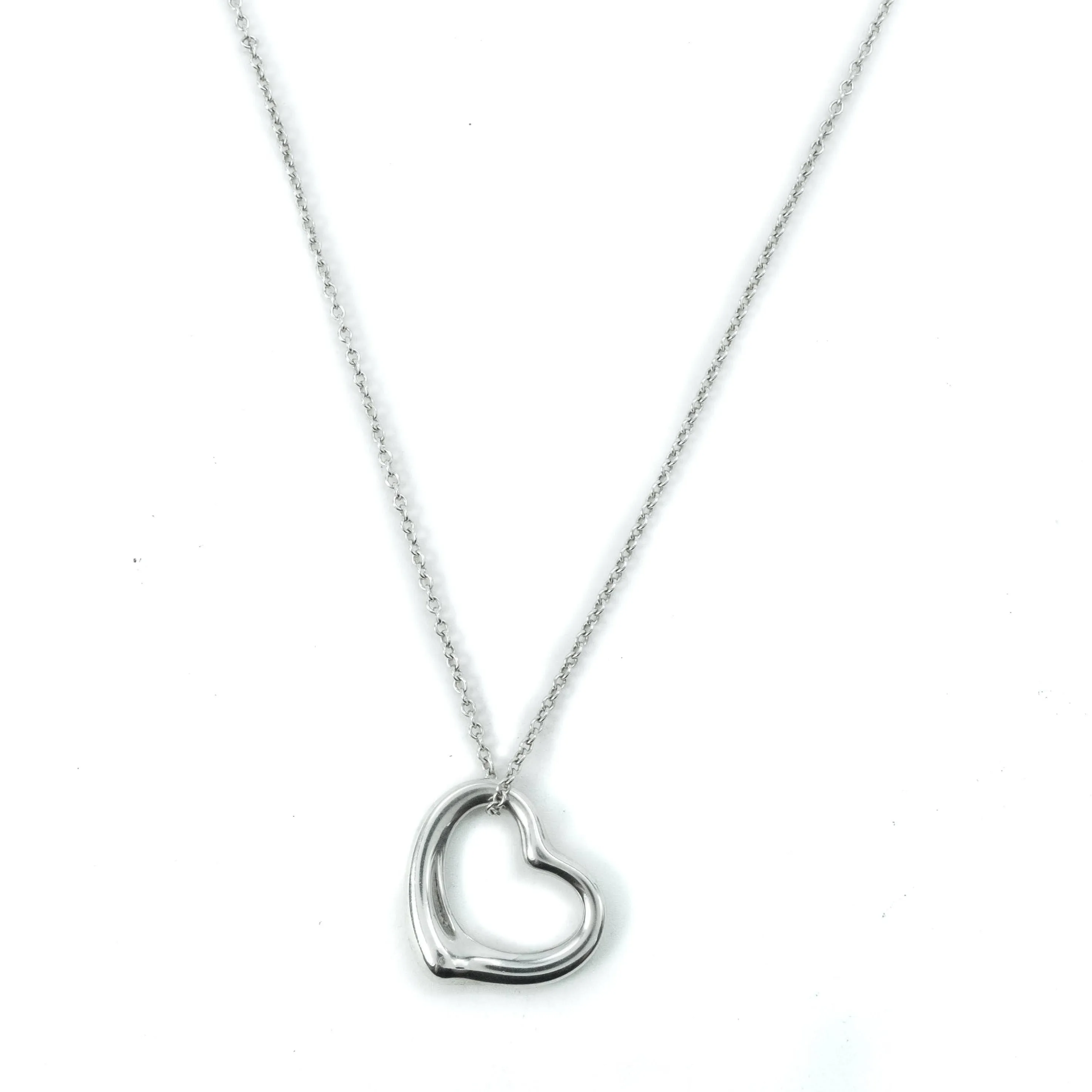 Tiffany & Co Elsa Peretti Open Heart 22mm Sterling Silver Pendant Necklace - 16"