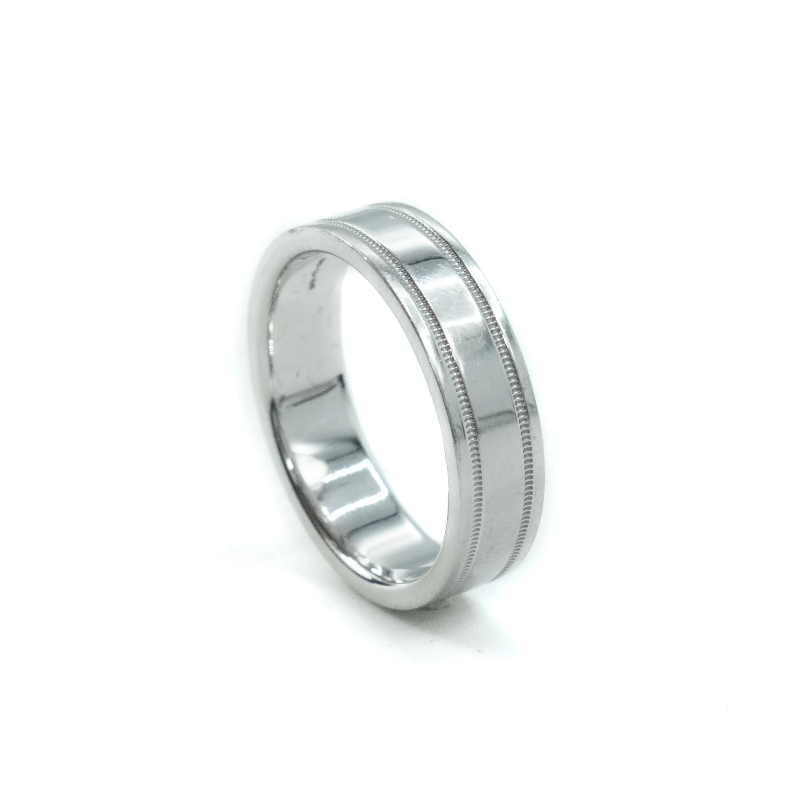 Tiffany & Co Tiffany Together Platinum Milgrain 6mm Wide Band Ring - Size T (9 1/2)