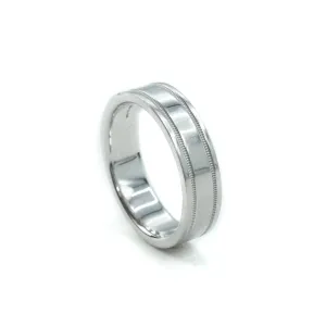 Tiffany & Co Tiffany Together Platinum Milgrain 6mm Wide Band Ring - Size T (9 1/2)
