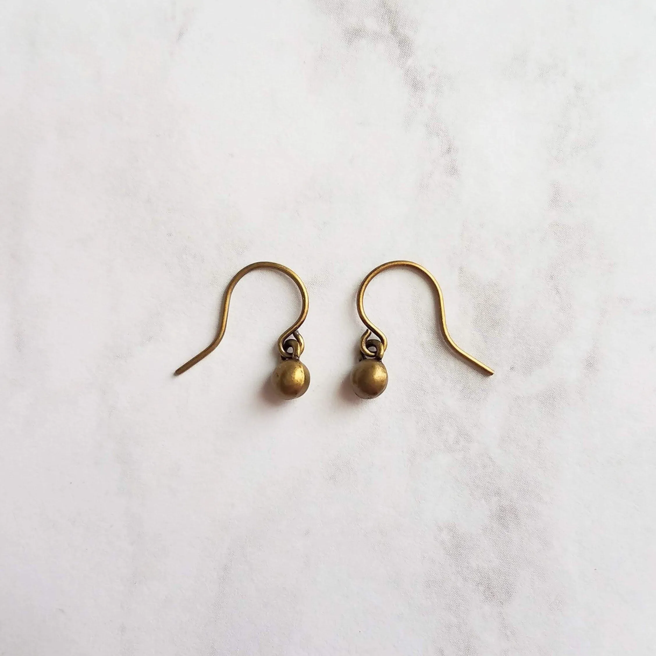 Tiny Ball Earrings, bronze earring, antique brass earring, brass ball earring, little ball earring, ball dangle, bronze ball earring, orb