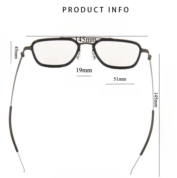 Titanium Aviator Square Glasses Frames 9743