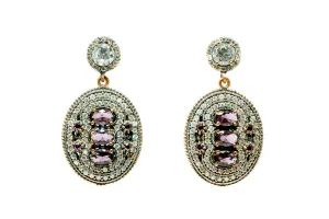 Turkish Silver Oval Dangle Earrings