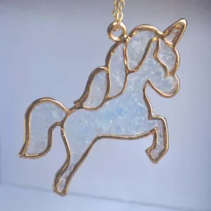 Unicorn Pegasus Blue Glow In The Dark Statement Necklace