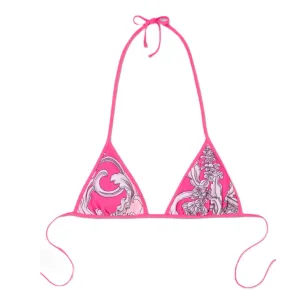 VERSACE SILVER BAROQUE REVERSIBLE BIKINI TOP FUXIA/ROSE