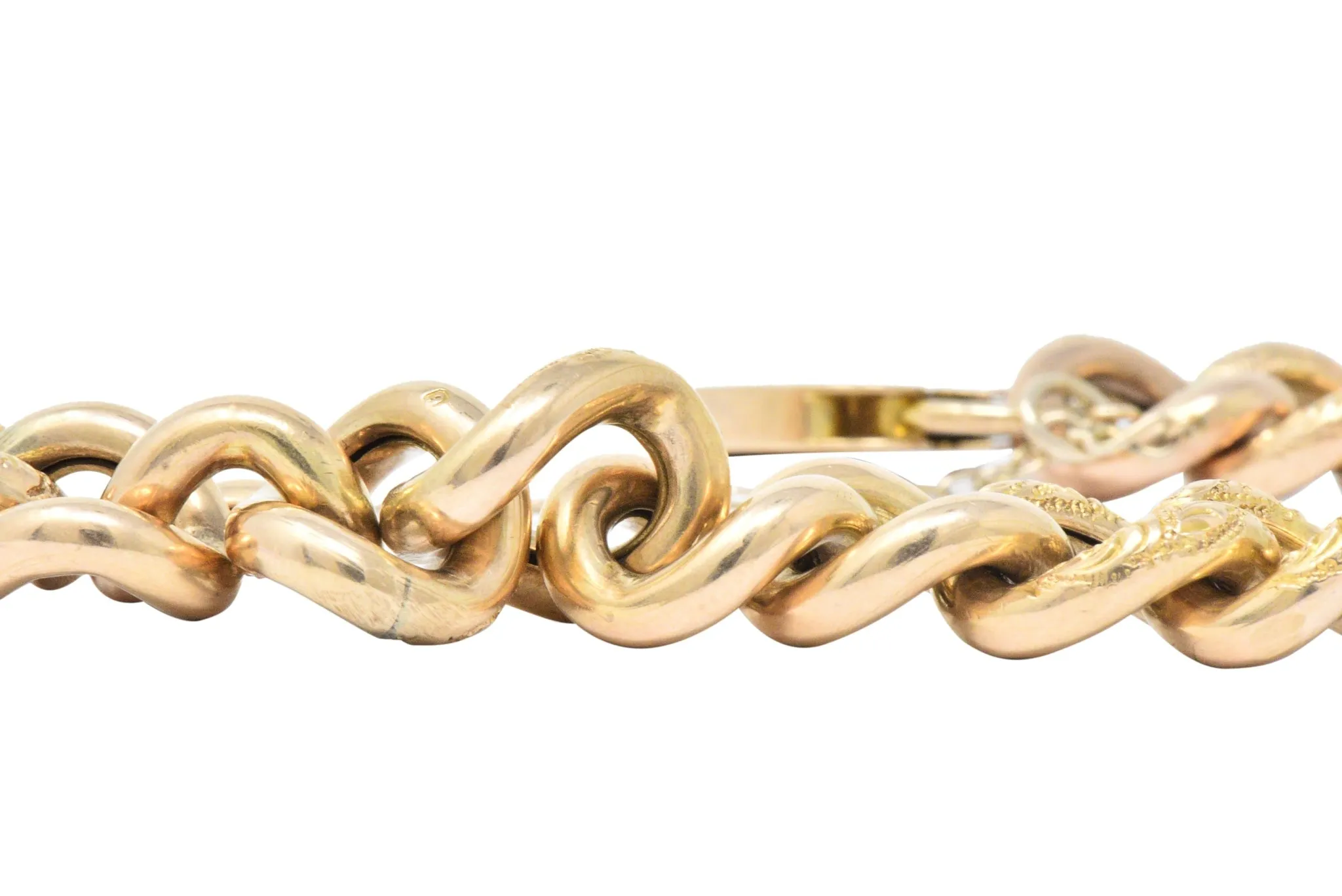 Victorian 9 Karat Rose Gold Heart Padlock Curb Link Bracelet