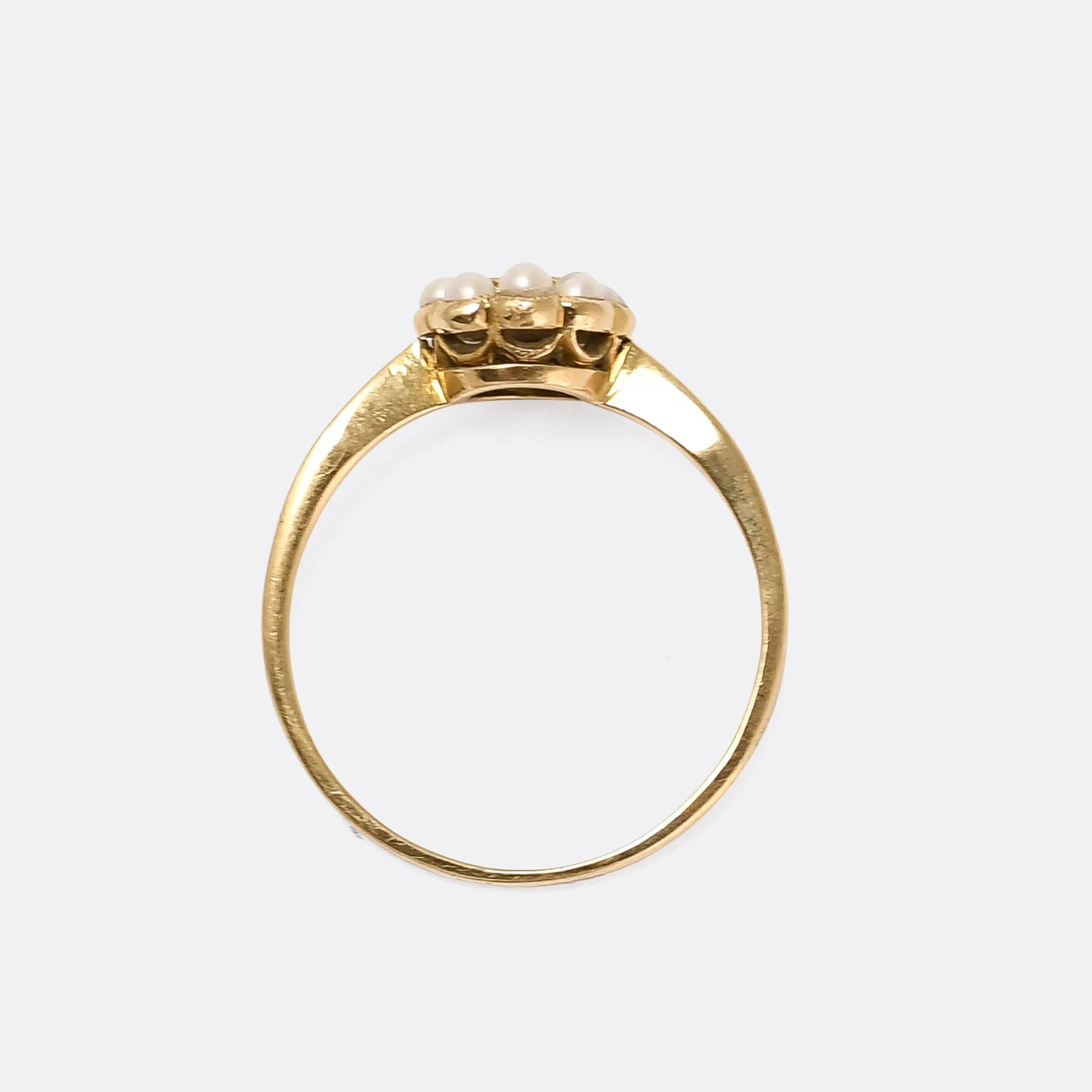 Victorian Pearl & Demantoid Garnet Flower Ring