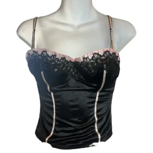 Victoria’s Secret Sexy Little Things Black and Pink Satin Bustier size 34B
