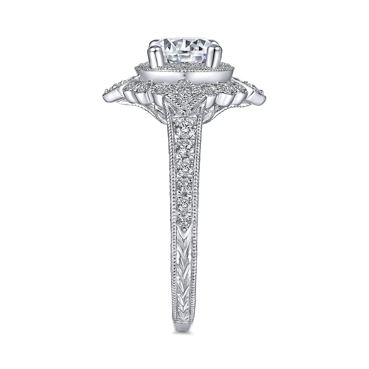 Vintage Double Halo Diamond Engagement Mounting