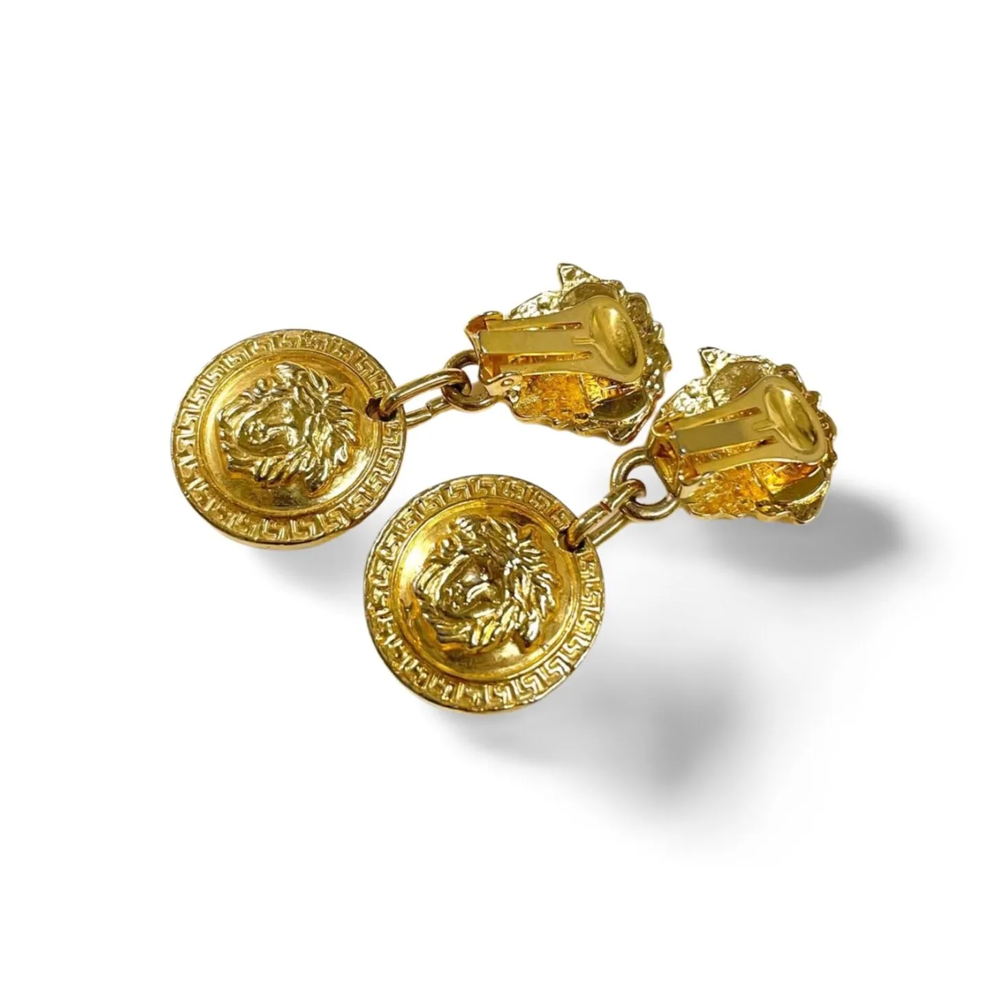 Vintage Gianni Versace medusa face motif dangle earrings. Double face Medusa.Must have Lady Gaga style jewelry. 060314m