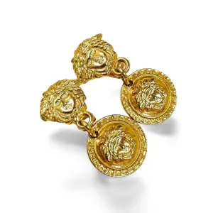 Vintage Gianni Versace medusa face motif dangle earrings. Double face Medusa.Must have Lady Gaga style jewelry. 060314m