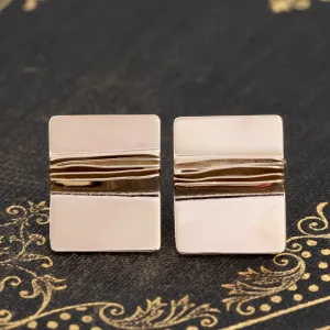Vintage Ripple Motif Gold Earrings