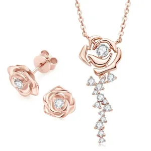 Vintage Rose Diamond Pendant Necklace & Earrings