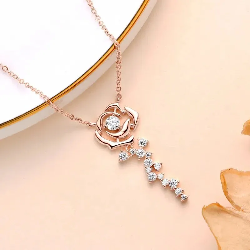 Vintage Rose Diamond Pendant Necklace & Earrings