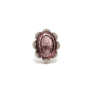 Violet Tourmaline and Diamond Flower Cocktail Ring