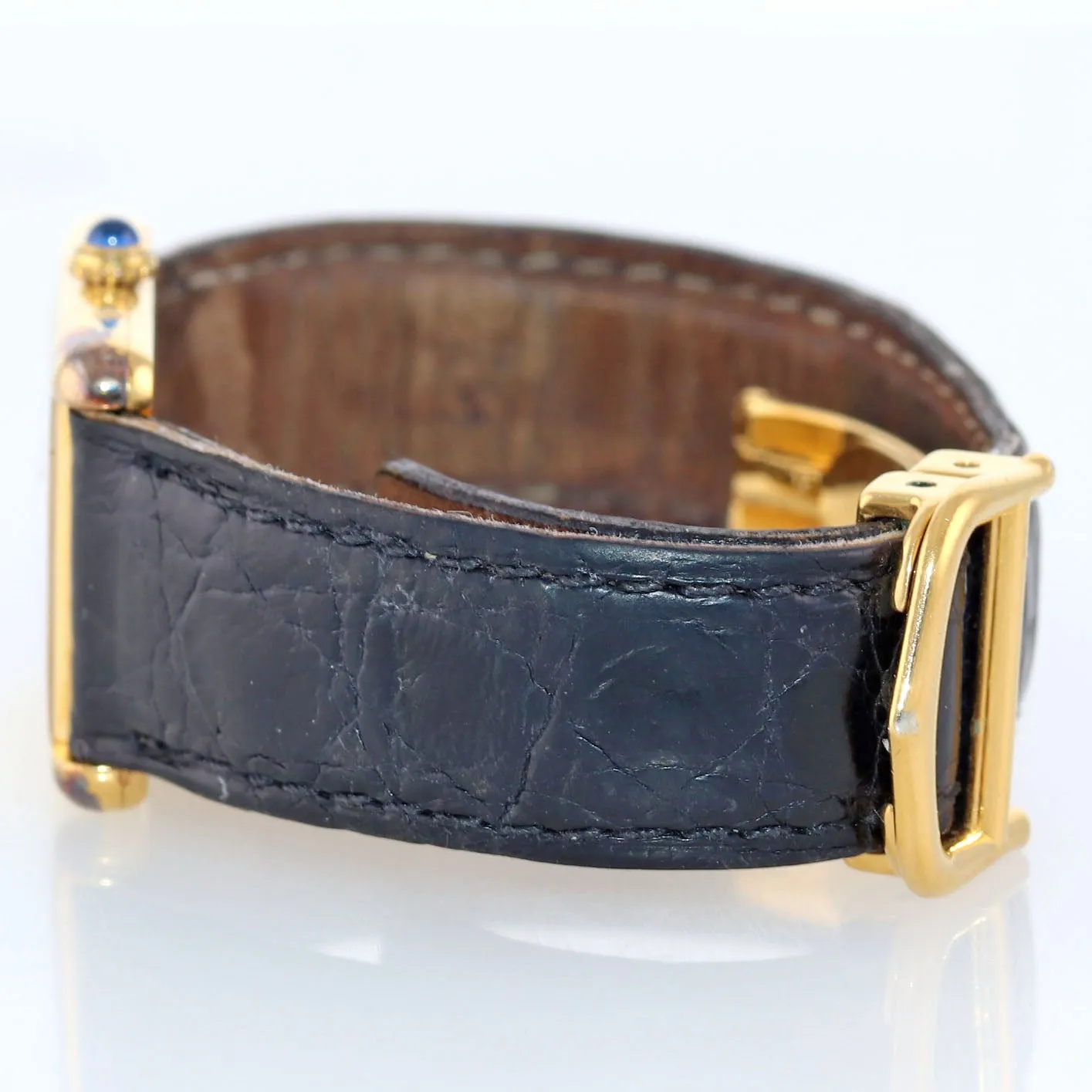 VTG Ladies Must de Cartier Tank Vermeil Gold Tri Color White Roman Quartz Watch