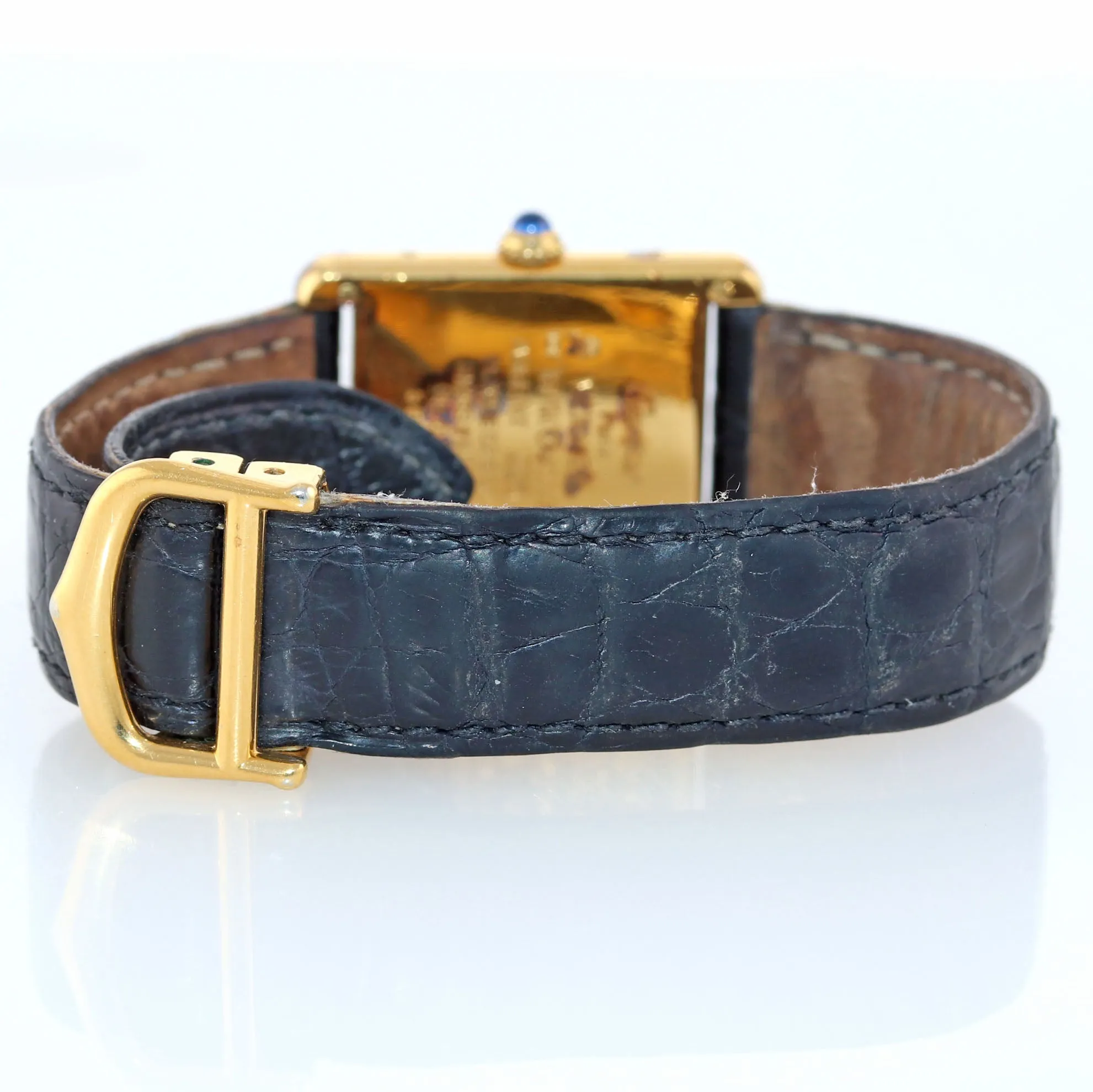 VTG Ladies Must de Cartier Tank Vermeil Gold Tri Color White Roman Quartz Watch