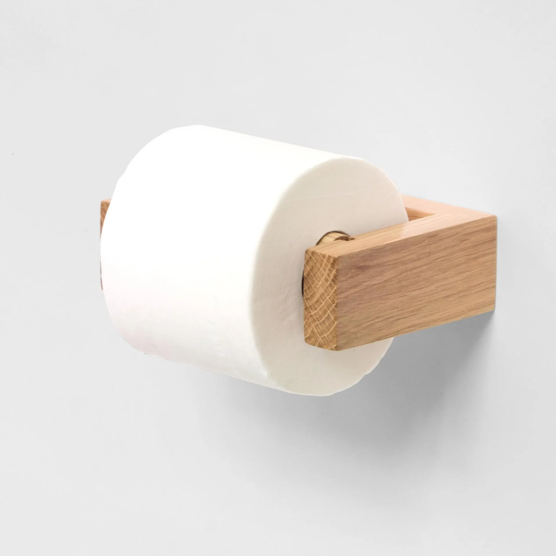 Wall Mounted Toilet Roll Holder - Natural Oak