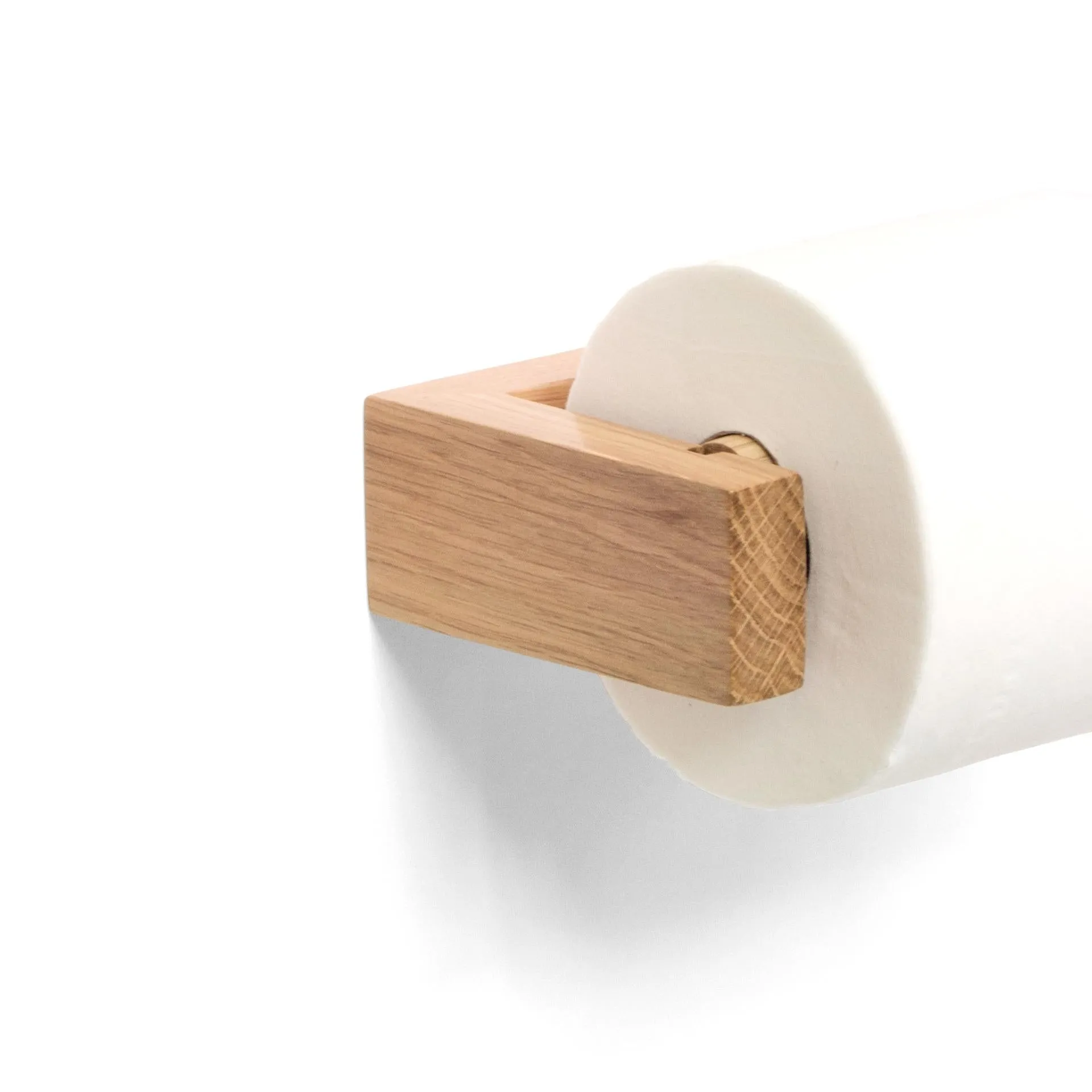 Wall Mounted Toilet Roll Holder - Natural Oak