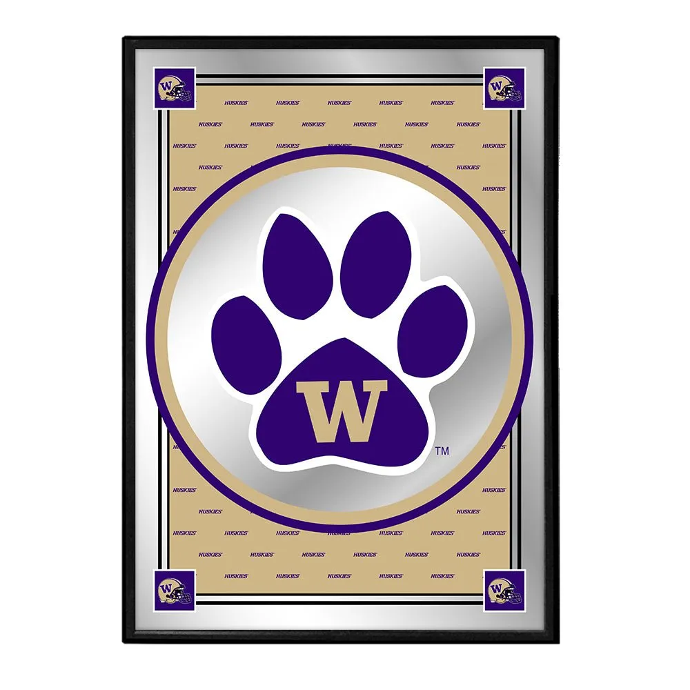Washington Huskies: Team Spirit, Paw - Framed Mirrored Wall Sign