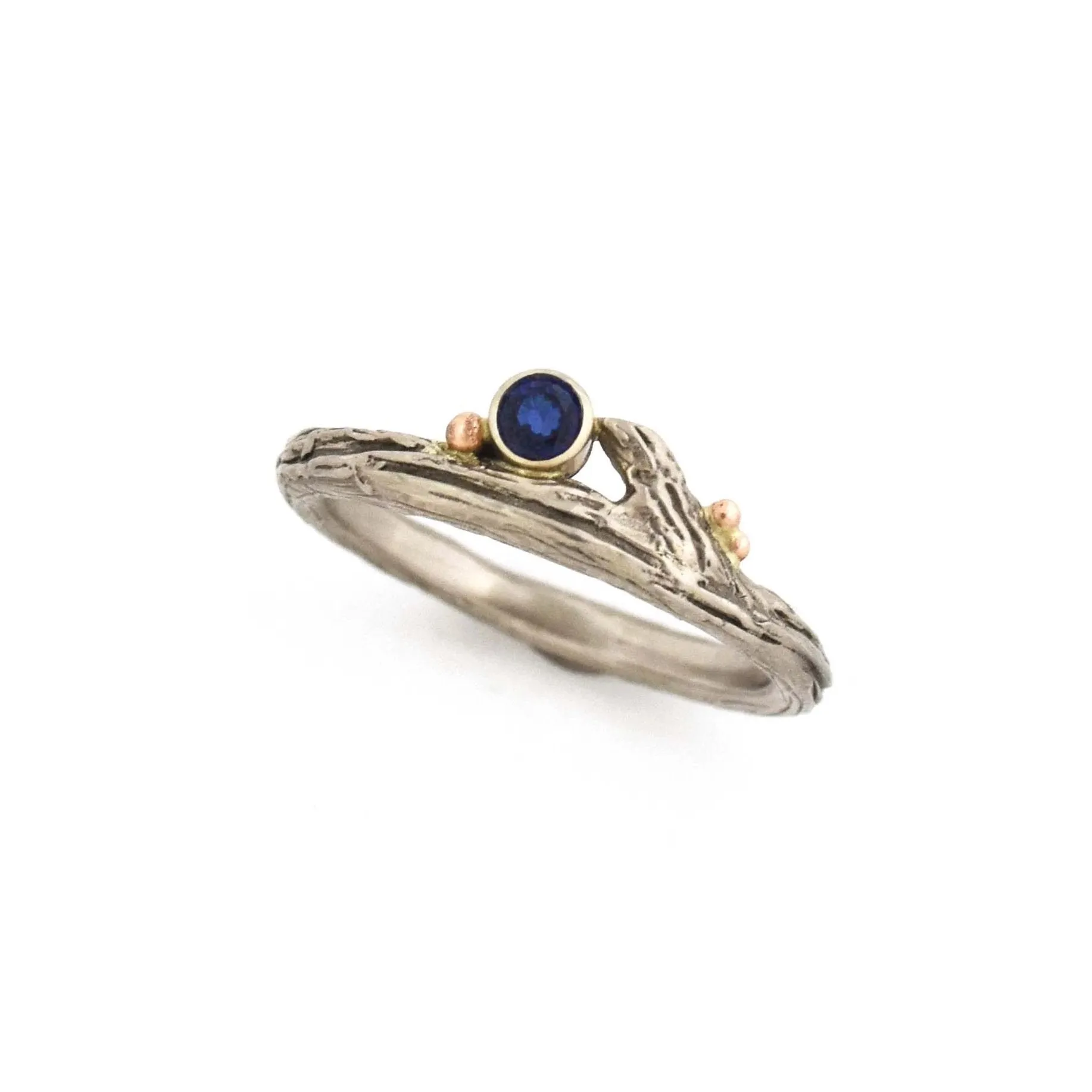 White Gold Diamond & Roses Twig Ring - your choice of stone