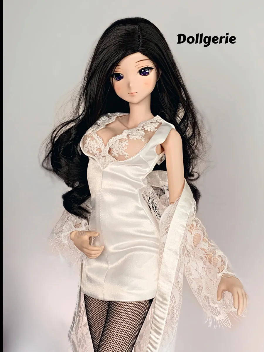 White Satin Lace Mini Dress Lingerie