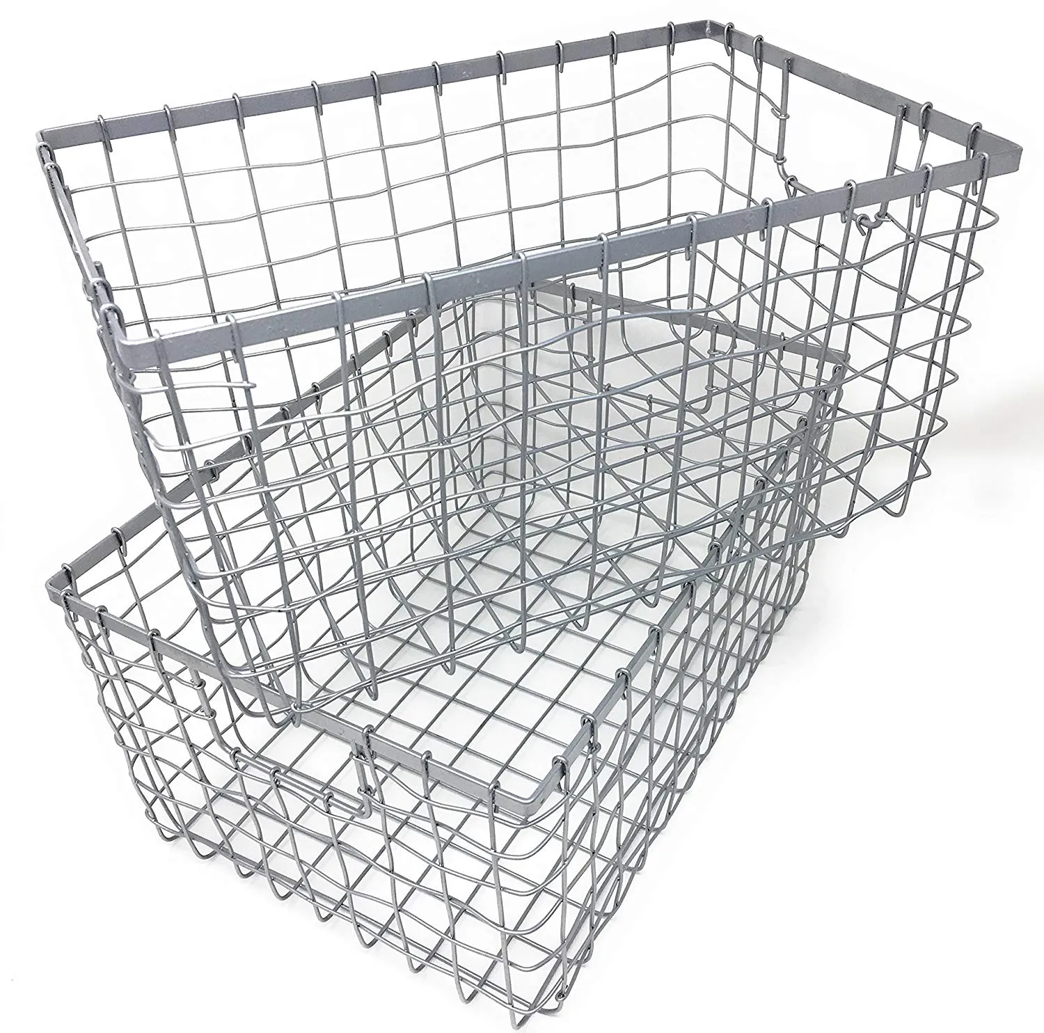 Wire Storage Basket, Bin for Shelves in Kitchen, Pantry, Linen Closet, Laundry Room, by HomeSimple (2, White)