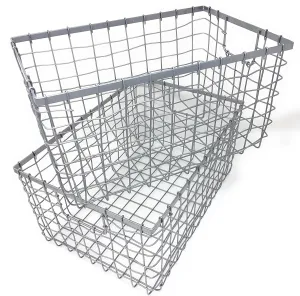 Wire Storage Basket, Bin for Shelves in Kitchen, Pantry, Linen Closet, Laundry Room, by HomeSimple (2, White)