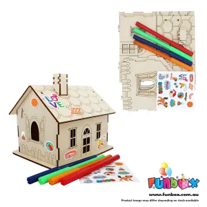 Wooden Diy Dog Money Box House Kit