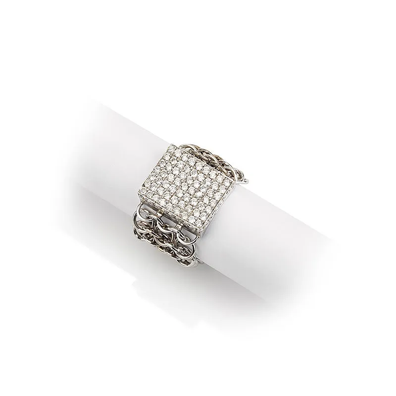 WOVEN 18 KARAT SQUARE CHAINMAIL RING