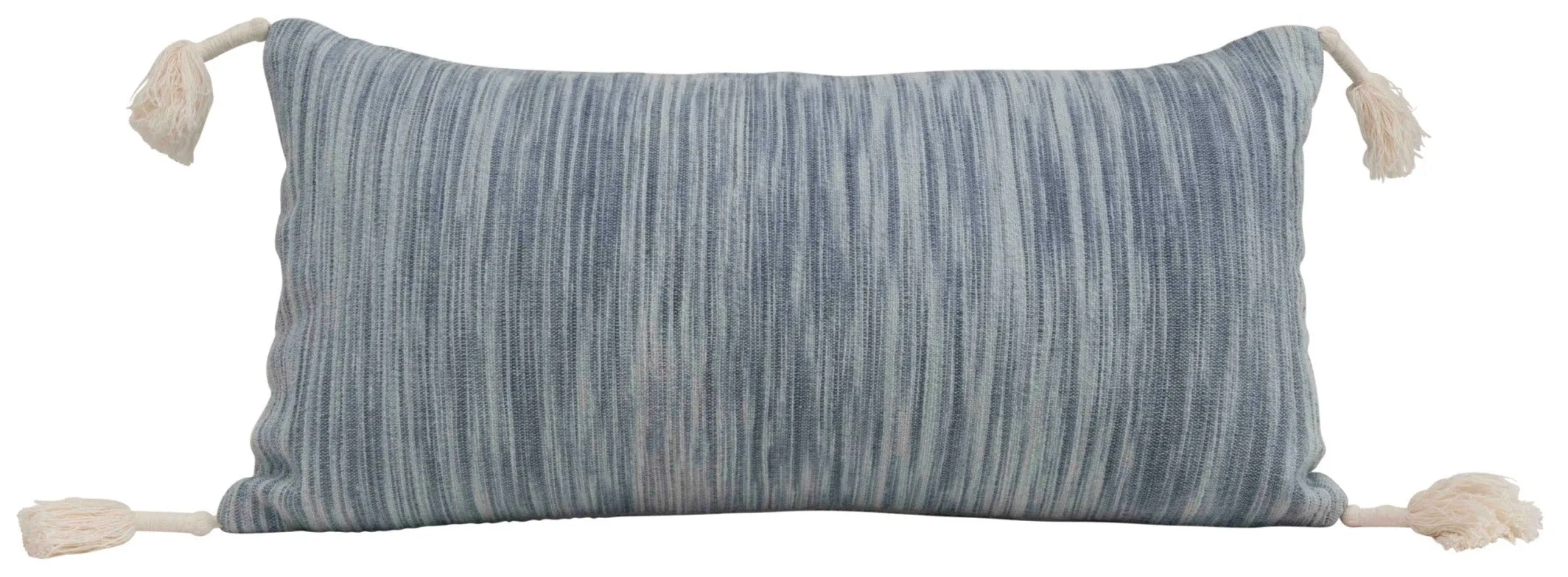 WOVEN COTTON LUMBAR PILLOW WITH TASSELS
