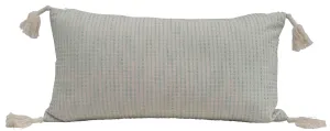 WOVEN COTTON LUMBAR PILLOW WITH TASSELS