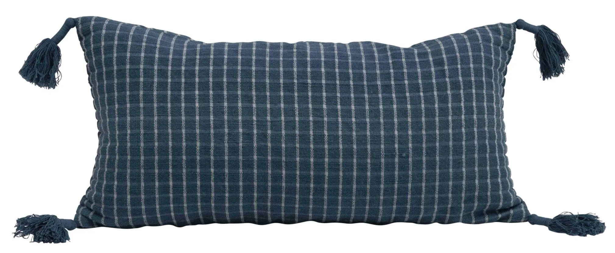 WOVEN COTTON LUMBAR PILLOW WITH TASSELS